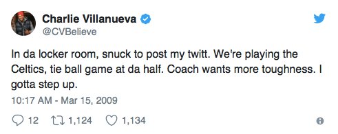 Charlie Villanueva Halftime Tweet