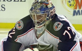 Sergei Bobrovsky playing for the Columbus Blue Jackets.