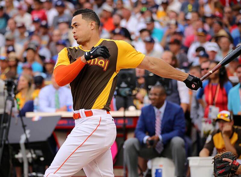 Giancarlo Stanton donning his 2017 ASG uniform