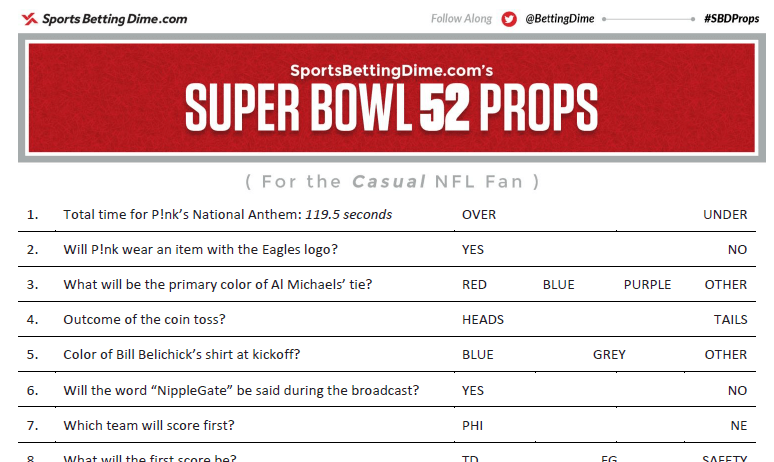 Printable Super Bowl 52 Party Props Sheet
