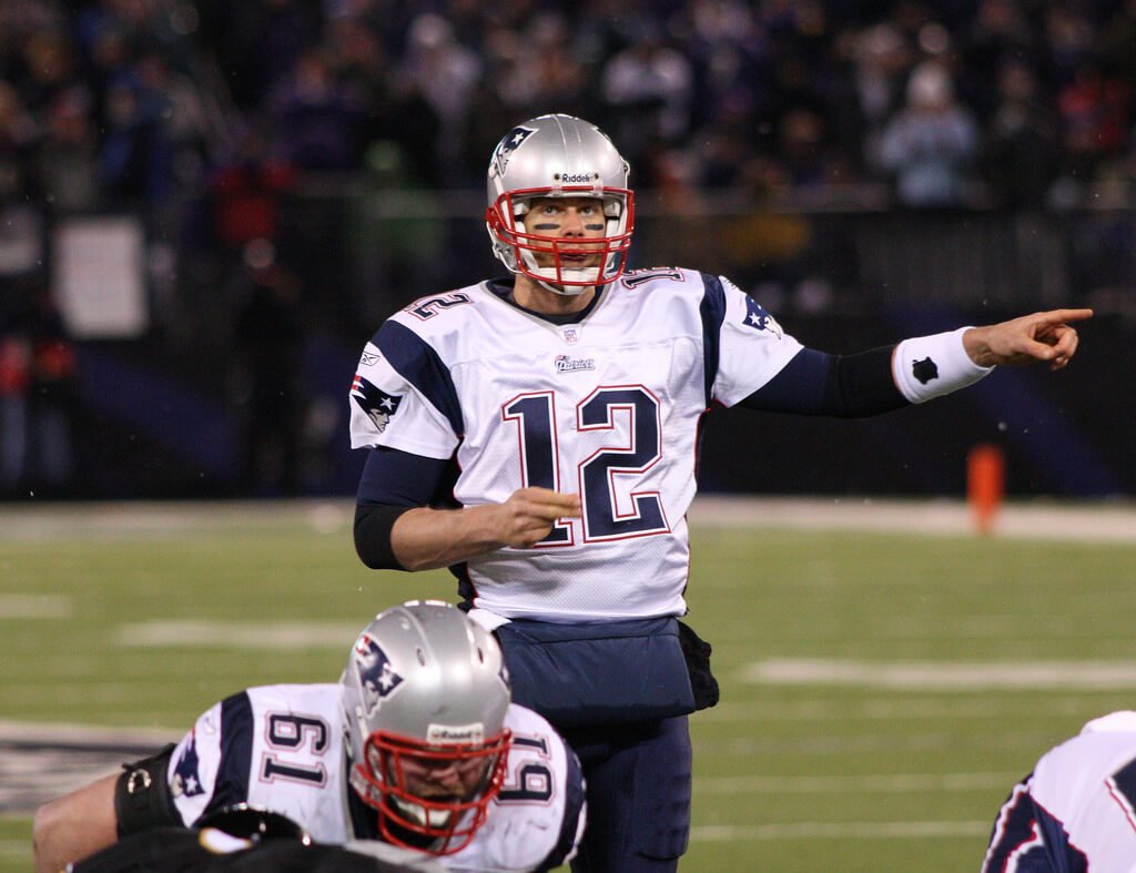 Tom Brady at the line of scrimmage