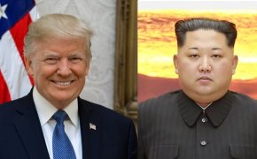A side-by-side image of Donald Trump and Kim Jong Un.
