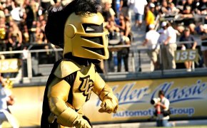 UCF Knights mascot pumping up the crowd.
