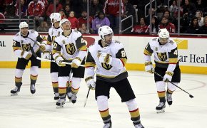 The Vegas Golden Knights celebrating a goal