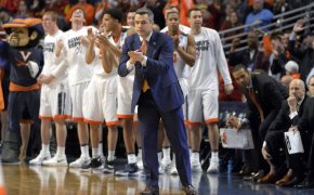 Tony Bennett coaching the Virginia Cavaliers in the Sweet 16