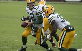 Aaron Rodgers going for a hand-off.