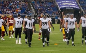 Baltimore Ravens walking off field