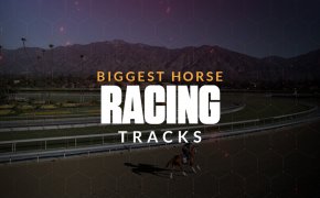 Biggest horse racing tracks text overlay on horse racing track