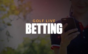 golf live betting text overlay on woman holding a phone