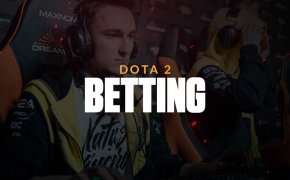 Dota 2 betting text overlay on eSports betting image