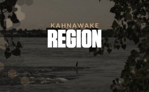 The Kahnawake Region text overlay on lake view