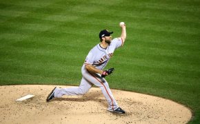Madison Bumgarner pitching for the Giants