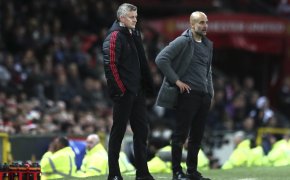 Manchester United manager Ole Gunnar Solskjaer and Manchester City coach Pep Guardiola
