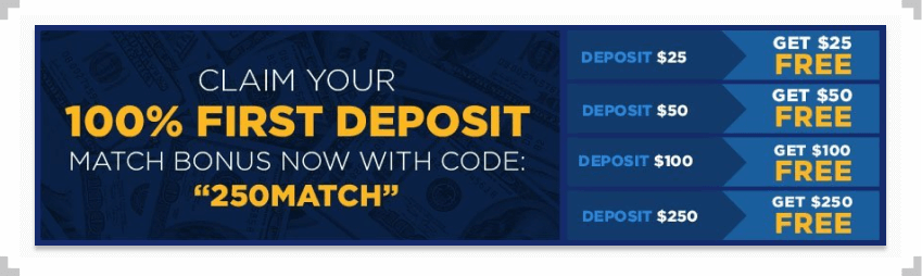 BetRivers promo code for $250 deposit match bonus