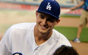 Corey Seager smiling for the camera