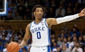 Duke's Wendell Moore Jr. (0) calls a play during an NCAA college basketball game against Brown in Durham, N.C..