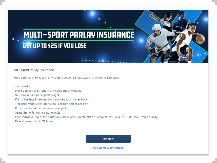 FanDuel multi-sport parlay insurance terms and conditions