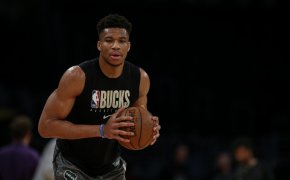 Giannis warms up