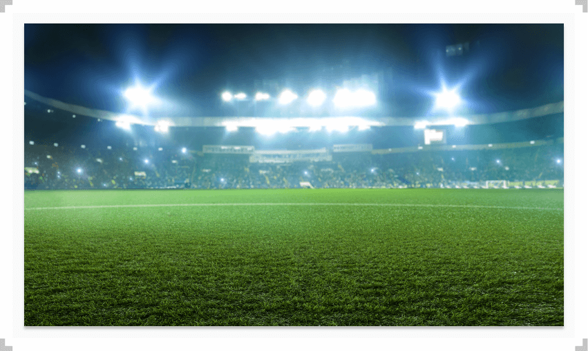 Soccer field with bright lights shining