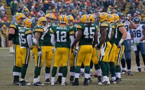 Green Bay Packers huddle