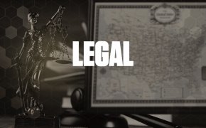 image of the justice statue next to a map with the word 