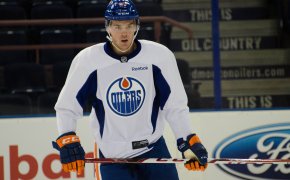 Oilers' captain Connor McDavid at practice