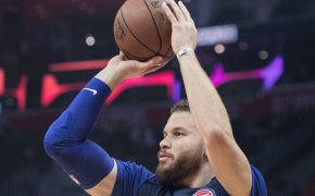 Blake Griffin of the Detroit Pistons set to shoot a shot.