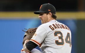 Kevin Gausman winding up for pitch