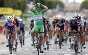 Mark Cavendish celebrating a stage win