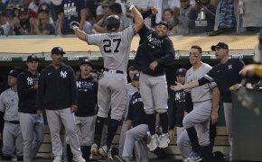 Giancarlo Stanton celebrates, New York Yankees