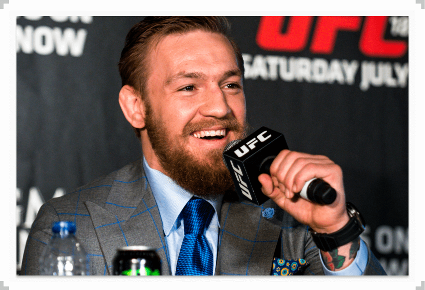 Conor McGregor with the microphone at a UFC press conference
