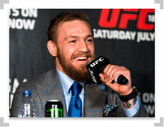 Conor McGregor with the microphone at a UFC press conference