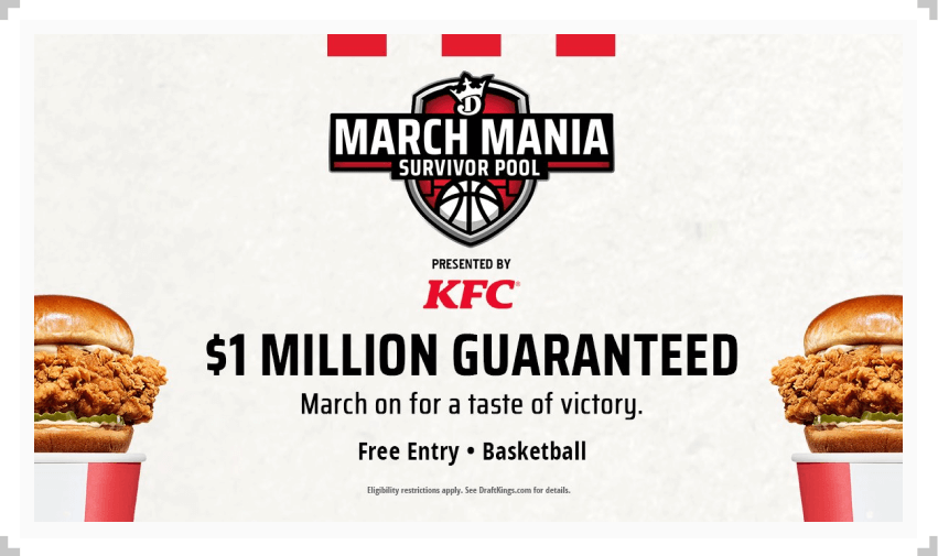 Screenshot of DraftKings March Mania Survival Pool contest