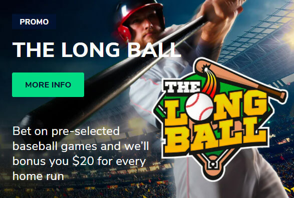 Screenshot of SportsBetting.com Long Ball promo
