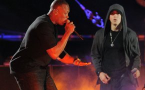 Dr Dre and Eminem performing