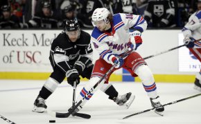 New York Rangers’ Artemi Panarin going after the puck against the Los Angeles Kings.