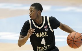 Wake Forest guard Daivien Williamson dribbling