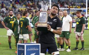 New Zealand's Ardie Savea embraces the Freedom Cup