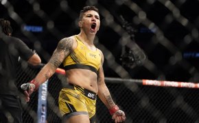 Jessica Andrade celebrating a win in the UFC octagon
