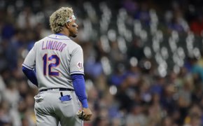 New York Mets' Francisco Lindor walking back to the dugout