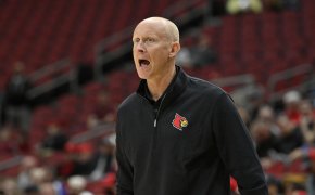 Louisville head coach Chris Mack shouting instructions