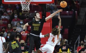Ryan Davis blocks Fatts Russell, NCAA Basketball