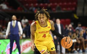 Maryland guard Fatts Russell dribbling