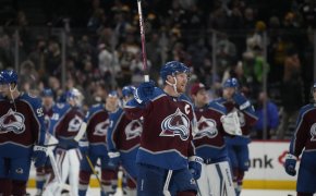 Colorado Avalanche left wing Gabriel Landeskog saluting the home crowd after a win