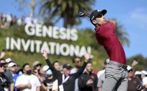 Joaquin Niemann tees off, Genesis Invitational Golf Tournament