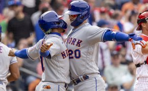 Pete Alonso chest bump with Francisco Lindor