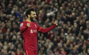 Liverpool's Mohamed Salah celebrating a goal