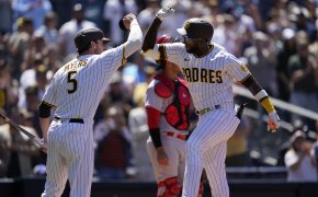 San Diego Padres' Jurickson Profar celebrating a home run