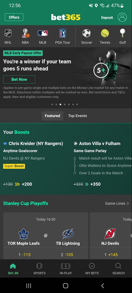 bet365 app screenshot