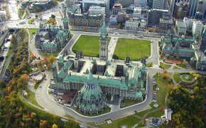 Aerial view of Canada's Parliament buildings